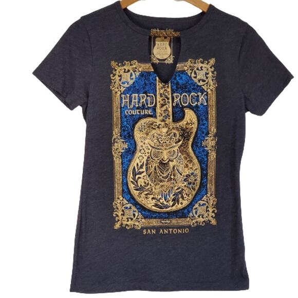 Hard Rock Couture San Antonio Guitar Owl Graphic Medium - Picture 1 of 8